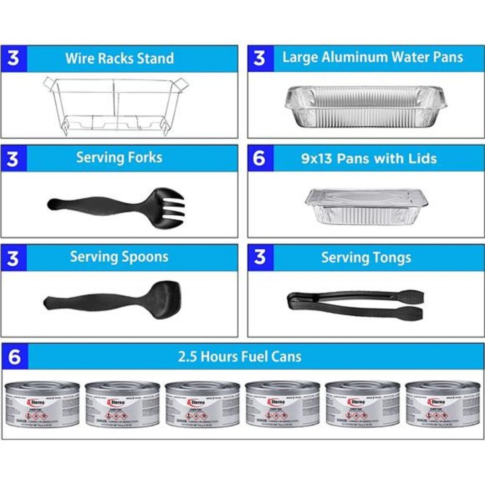 Disposable Chafing Dish Buffet Set, 33 Pcs of Chafing Servers with Covers (9x13)